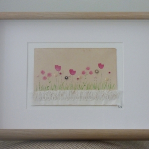 Pink View embroidered painted picture